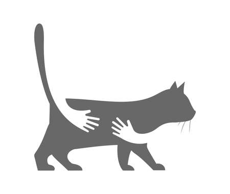 Cat hug logoのイラスト素材