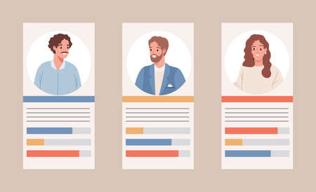 Election results vector flat illustration. political candidates and vote statistics. Parliamentary or presidential elections.のイラスト素材