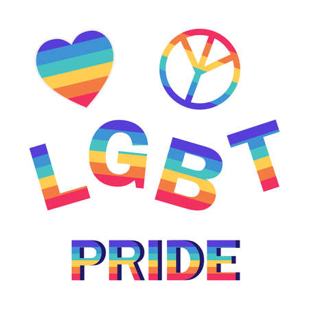 LGBT pride vector flat poster design. LGBTQ community, human rights, and tolerance banner concept.のイラスト素材