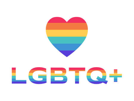 LGBTQ vector flat banner template. Lesbian, gay, bisexual, transgender, and queer people movement acronym.のイラスト素材