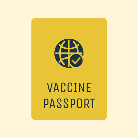 Vaccine passport vector flat template. Passport with mark of immunity and vaccination from Covid-19.のイラスト素材