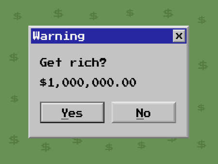 Warning window with message about winning prize vector flat illustration. System information, user interface.のイラスト素材