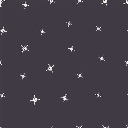 Skull with crossed bones vector flat seamless pattern isolated on black background. Pirate, criminal people.のイラスト素材