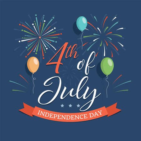 Happy 4th of July vector flat banner template. United States of America Independence Day poster design.のイラスト素材
