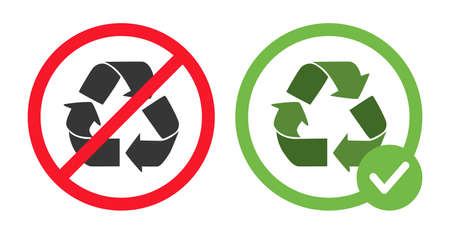 No recycling available or recycling is allowed signs vector flat illustration isolated on white background.のイラスト素材