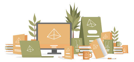 Print advertising material vector flat illustration. Promotion company, marketing campaign development.のイラスト素材