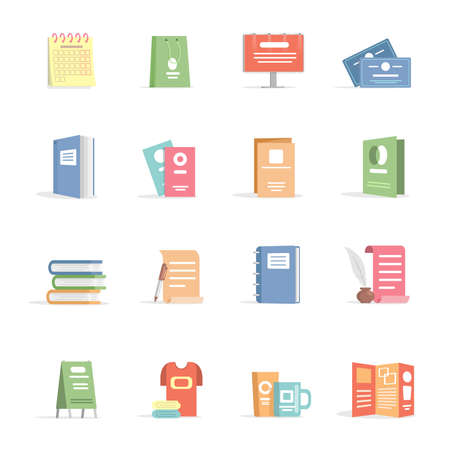 Set of advertising materials. Promotion company vector flat illustrations isolated on white background.のイラスト素材