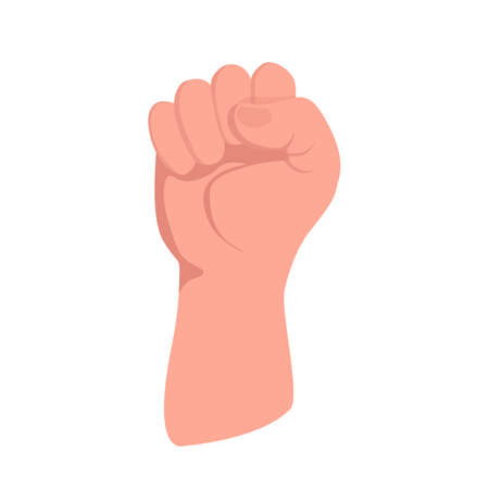 Human fist hand up vector flat illustration isolated on white background. Unity, teamwork, fight, cooperation.のイラスト素材