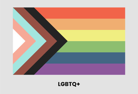 LGBTQ plus flag design. Rainbow rectangle, lesbian, gay, bisexual, transgender, and queer people movement.のイラスト素材