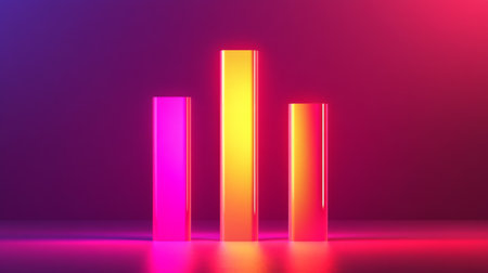 A D financial bar graph with smooth, glowing bars and a minimalistic background, symbolizing steady growth and success in market trendsの素材
