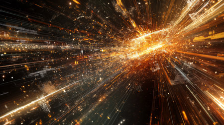 A highly detailed D scatter plot with data points hovering in space, connected by lines, symbolizing the intersection of technology and data analysis.の素材