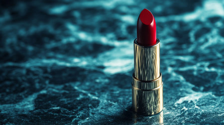 A close-up of a lipstick bullet gliding smoothly onto a rich, textured surface, showcasing its creamy consistency and vibrant color in a visually appealing wayの素材