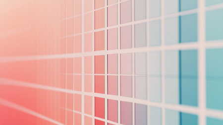 A heatmap graph with gradient color blocks transitioning from cool blues to warm reds, displayed on a white grid for a professional analysis lookの素材