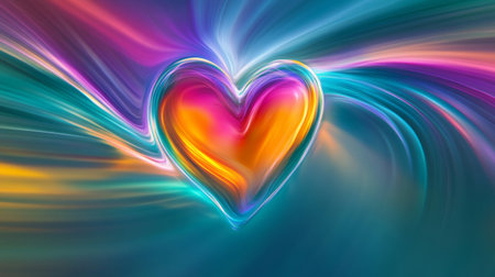 An abstract representation of heart wave signals with a glowing pulse effect, capturing the dynamic nature of heartbeats in a modern and artistic styleの素材