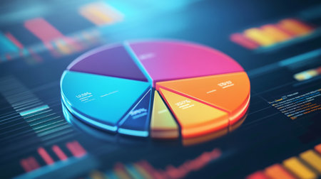 Close-up of a D pie chart with interactive elements, including hover effects and clickable segments, illustrating a sophisticated data presentation.の素材
