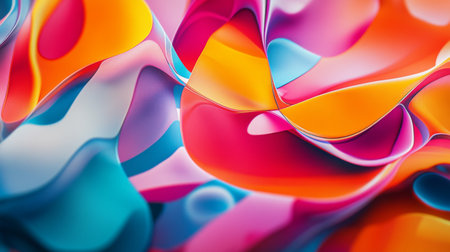 Close-up of a vibrant, modern graphic design featuring dynamic shapes and bright colors, perfect for digital media and creative projects.の素材
