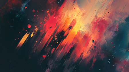 Detailed view of an abstract background with a mix of vibrant colors and fluid brushstrokes, capturing an artistic and dynamic visual movement.の素材