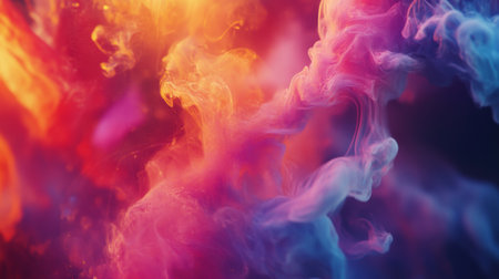 Detailed view of an abstract background with a mix of vibrant colors and fluid brushstrokes, capturing an artistic and dynamic visual movement.の素材