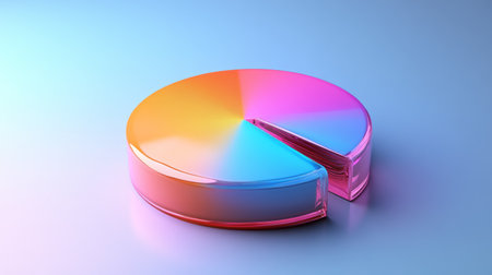 High-resolution image of a D pie chart with gradient colors and glossy finish, presenting data with a polished and eye-catching appearance.の素材