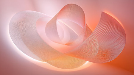 An elegant arrangement of concentric circles made up of thin, delicate lines, creating a hypnotic effect against a soft pastel backgroundの素材