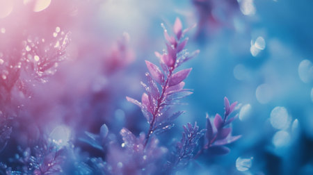 Abstract background with soft bokeh lights in shades of blue and purple, giving a dreamy, magical effect with blurred circular light spotsの素材