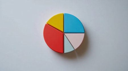 A modern pie chart with vibrant colors and clean, divided segments, set against a white background for a sharp, minimalist lookの素材