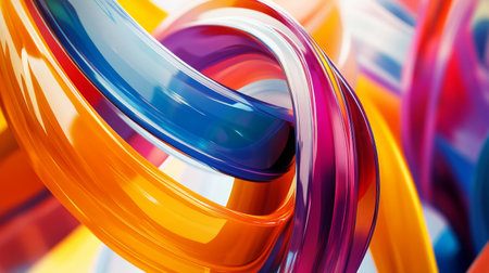 Close-up of a vibrant, modern graphic design featuring dynamic shapes and bright colors, perfect for digital media and creative projects.の素材