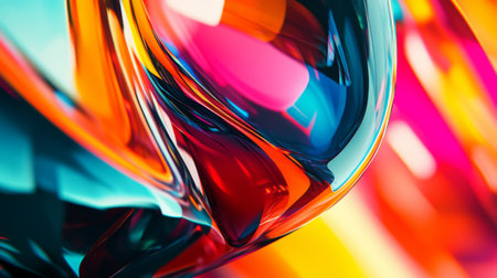 Close-up of a vibrant, modern graphic design featuring dynamic shapes and bright colors, perfect for digital media and creative projects.の素材