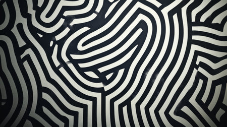 High-contrast abstract lines forming a maze-like pattern, futuristic and intricate designの素材