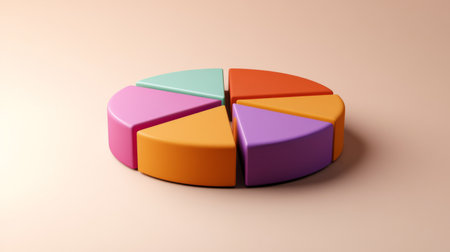 Detailed view of a D pie chart with segment labels and percentage values, set against a neutral backdrop to highlight the chart's design and data accuracy.の素材