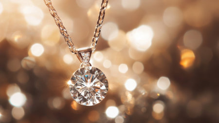 Diamond pendant in focus with blurred luxurious jewelry in the background, elegant and refinedの素材