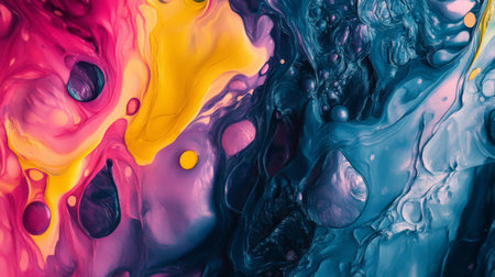 Detailed view of a digital graphic with overlapping shapes and vibrant colors, creating a sense of depth and movement for creative design projects.の素材