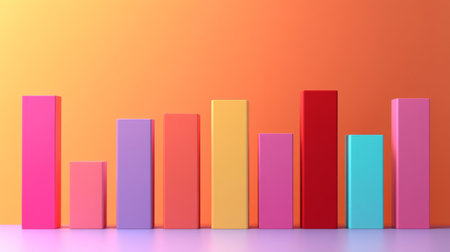 Modern D bar chart with vibrant colors, data visualization concept, and minimalistic backgroundの素材