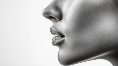 Side profile of a human face with clear skin, showcasing the contours and natural beautyの素材