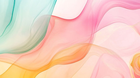 An abstract watercolor background in soft pastel shades with flowing, organic shapes, creating a calming and artistic lookの素材