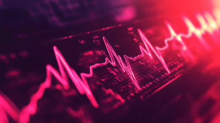 An abstract representation of heart wave signals with a glowing pulse effect, capturing the dynamic nature of heartbeats in a modern and artistic styleの素材