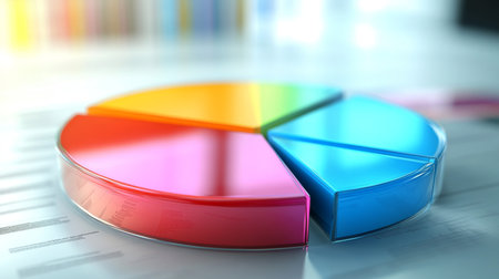 A clear, colorful pie chart illustrating the distribution of a company's operating costs, with each segment labeled and a slight D effect for added depth.の素材