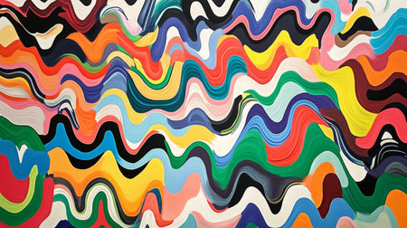 A colorful explosion of zigzag lines in bold hues, arranged dynamically on a white background, creating an energetic and eye-catching visualの素材