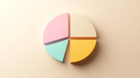 A minimalistic pie chart with pastel-colored slices representing different budget categories, displayed on a light background with percentages clearly labeled for easy understanding.の素材