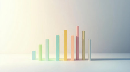 A horizontal bar chart in warm pastel tones, arranged neatly on a white background with soft shadows creating a light, organized feelの素材