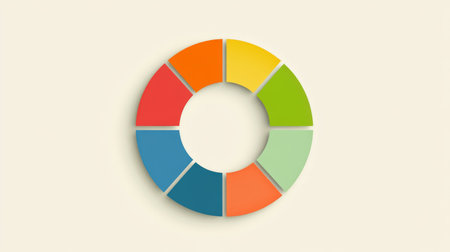A simple circular graph in gradient colors with sections divided by clean lines, set on a light background for a clean, modern aestheticの素材