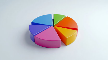 A simple, clear pie chart illustrating household financial planning, with different categories for savings, bills, and leisure, presented on a clean white surface.の素材