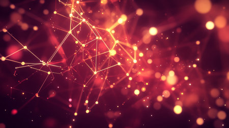 A visually striking D graph with interconnected nodes and ascending lines, set in a digital space with glowing financial symbols in the backgroundの素材