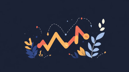A line graph showing a sharp increase in stock value, with arrows and percentage changes, symbolizing successful investment in business.の素材
