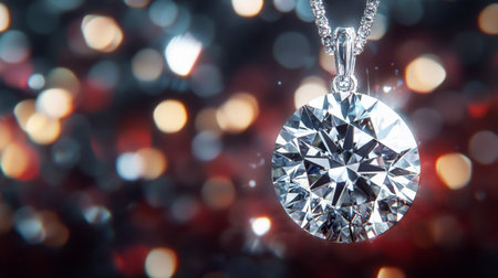 A macro shot of a diamond pendant catching light, with reflections dancing around it, creating a captivating and luxurious effectの素材