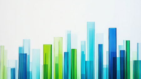A financial bar graph with vibrant blue and green bars showing profit growth over several quarters, set against a clean white background with clear labels.の素材