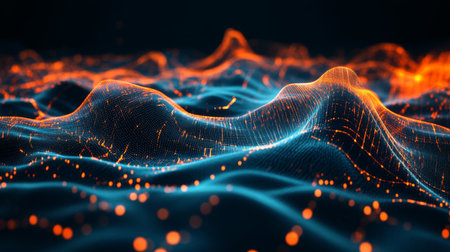 A high-resolution image of a heartbeat monitor showing an active heart wave, with sharp peaks and valleys representing vital signs in real-timeの素材