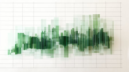 A financial bar chart showing comparison of investment returns, with green bars rising sharply to symbolize growth, displayed against a white background with grid lines.の素材