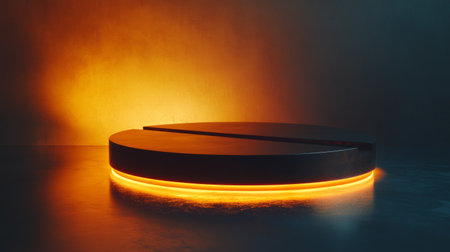 A minimalist D pie chart with segmented pieces floating above a reflective surface, bathed in soft, glowing light to emphasize financial distributionの素材