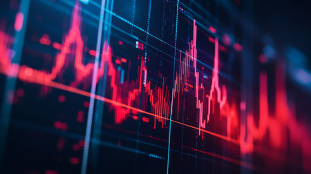 Create  prompts for stock photos related to Business candle stick graph chart of stock market investment trading on white background with - characters and ending withの素材
